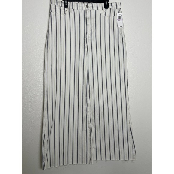 NEW FRAME Le Palazzo Striped Raw Wide Leg Jeans in Indigo Multi Size 32/14 - Picture 5 of 7